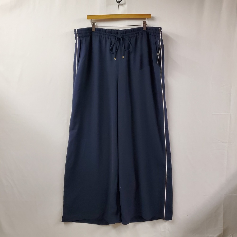 Lauren Ralph Lauren Black Label Wide Leg Pants Women XXL Side Stripe Lounge - Picture 1 of 10